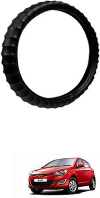 FKOK Hand Stiched Steering Cover For Hyundai i20(Black, Leatherite)