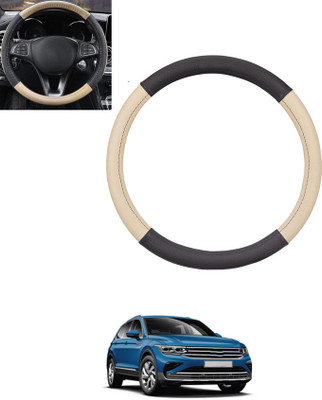 monolive Hand Stiched Steering Cover For Volkswagen Universal For Car(Beige, Black, Leatherite)
