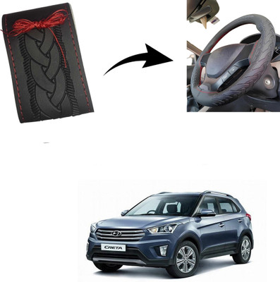 Autoinnovation Hand Stiched Steering Cover For Hyundai Creta(Black, Leather)