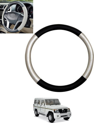 monolive Hand Stiched Steering Cover For Mahindra Bolero(Silver/Black, Leatherite)
