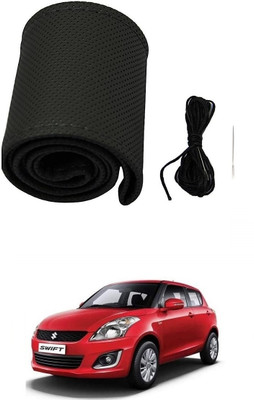 arneja trading company Hand Stiched Steering Cover For Maruti Swift(Black, Leather)