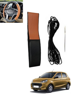 monolive Hand Stiched Steering Cover For Maruti Alto K10(Tan, Black, Leatherite)
