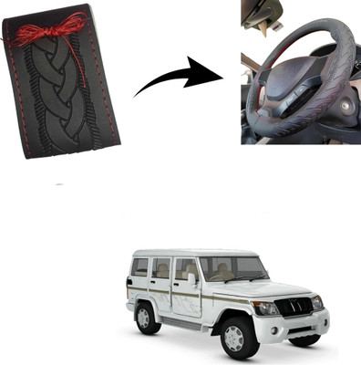Autoinnovation Hand Stiched Steering Cover For Mahindra Bolero(Black, Leather)