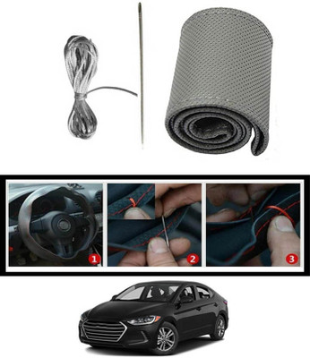 monolive Hand Stiched Steering Cover For Hyundai Elantra(Grey, Leatherite)