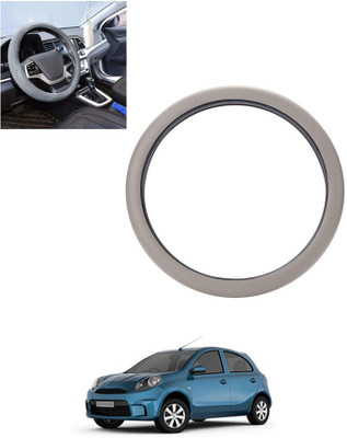 monolive Hand Stiched Steering Cover For Nissan Micra Active(Silver, Leatherite)