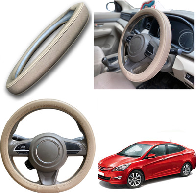 PEEPS STORE Steering Cover For Hyundai Verna Fluidic(Black, Leatherite)