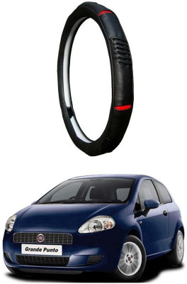 AUTO PEARL Steering Cover For Fiat Grand Punto(Diamond Black Red, Leatherite)