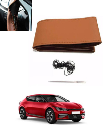 MATIES Hand Stiched Steering Cover For Toyota Etios(Tan, Leatherite)