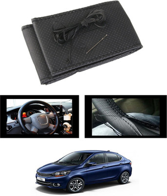ABJD Hand Stiched Steering Cover For Tata Universal For Car(Black, Leatherite)