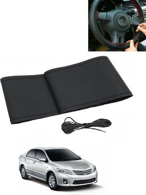 AYW Hand Stiched Steering Cover For Toyota Altis(Black, Leatherite)