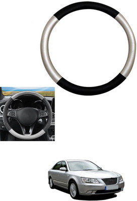 MATIES Steering Cover For Hyundai Elantra(Silver, Black, Leather)