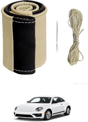 ABJD Hand Stiched Steering Cover For Chevrolet Beetle(Beige, Black, Leatherite)