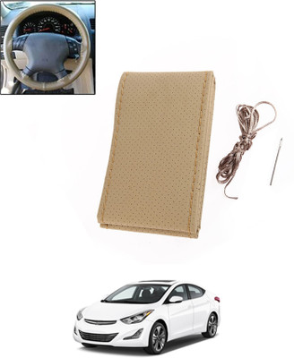 monolive Hand Stiched Steering Cover For Hyundai Elantra(Beige, Leatherite)