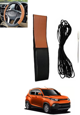 RKPSP Hand Stiched Steering Cover For Mahindra KUV100(Tan, Black, Leatherite)