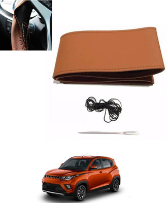 MATIES Hand Stiched Steering Cover For Mahindra Universal For Car(Tan, Leatherite)