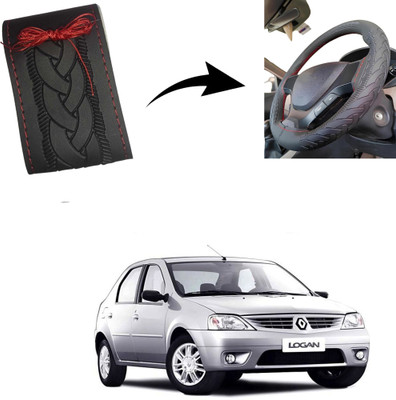 Autoinnovation Hand Stiched Steering Cover For Mahindra Logan(Black, Leather)