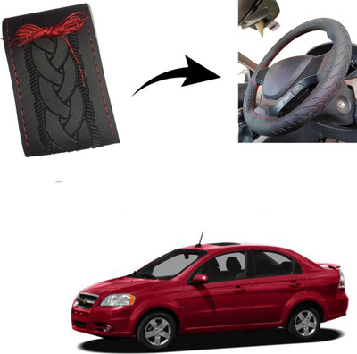 Autoinnovation Hand Stiched Steering Cover For Chevrolet Aveo(Black, Leather)