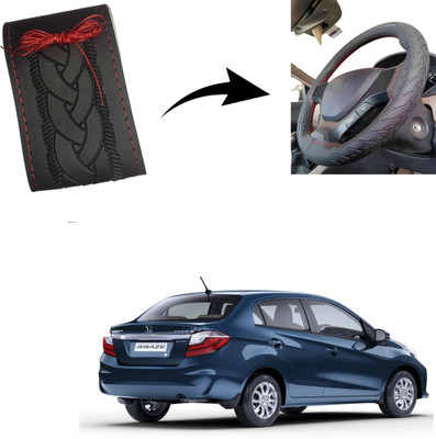 Autoinnovation Hand Stiched Steering Cover For Honda Amaze(Black, Leather)