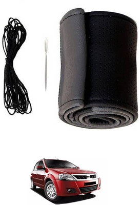 monolive Hand Stiched Steering Cover For Mahindra Verito(Grey/Black, Leatherite)