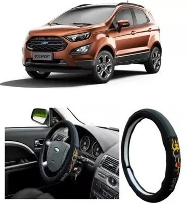 GS Grow n Shine Hand Stiched Steering Cover For Ford Ecosport(Black, Leatherite)