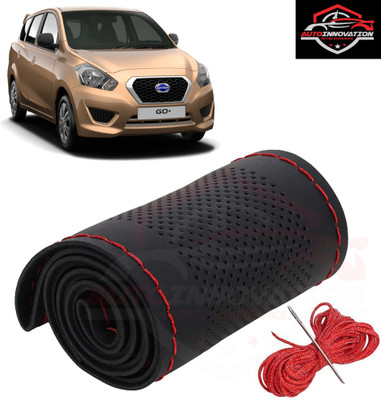 Autoinnovation Hand Stiched Steering Cover For Datsun Universal For Car(Black, Red, Leather)