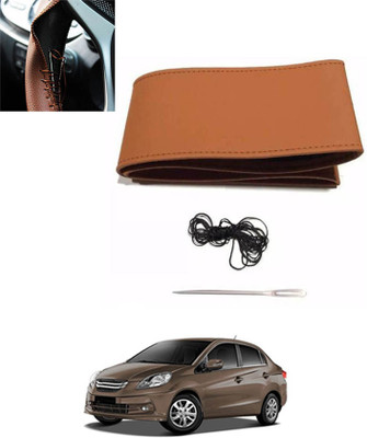 ABJD Hand Stiched Steering Cover For Mahindra Amaze(Tan, Leatherite)