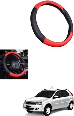 MATIES Steering Cover For Mahindra Verito Vibe(Red/Black, Leather)
