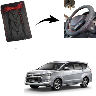 Autoinnovation Hand Stiched Steering Cover For Universal For Car Innova(Black, Leather)