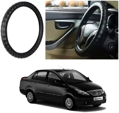 Shubh Auto Hand Stiched Steering Cover For Tata Manza(Black, Leatherite)