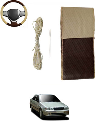 MSNP Hand Stiched Steering Cover For Toyota Etios Cross(Beige, Brown, Leatherite)