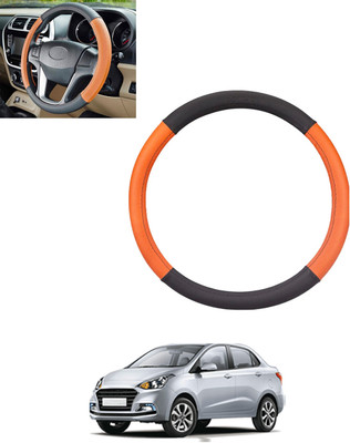 MSNP Steering Cover For Hyundai Xcent(Tan & Black, Leatherite)