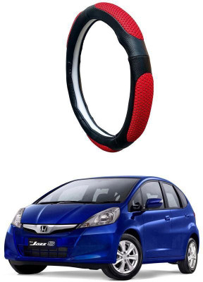 AUTO PEARL Steering Cover For Honda Jazz(Black Red, Leatherite)