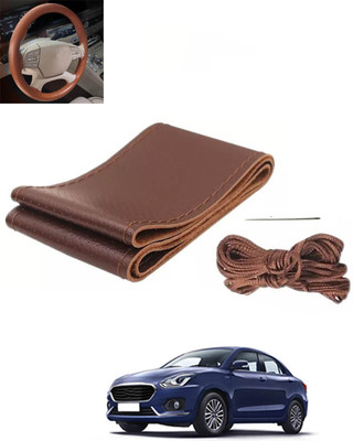 RKPSP Hand Stiched Steering Cover For Universal For Car Swift Dzire(Brown, Leatherite)