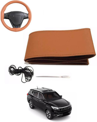 MATIES Hand Stiched Steering Cover For Mahindra Universal For Car(Tan, Leatherite)