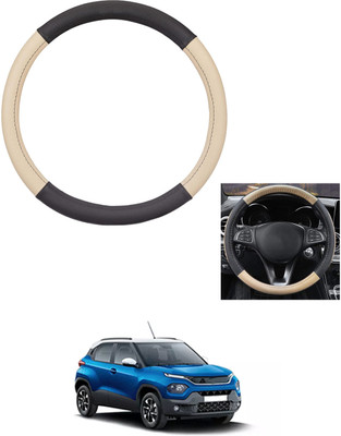MATIES Steering Cover For Tata Universal For Car(Beige/Black, Leather)