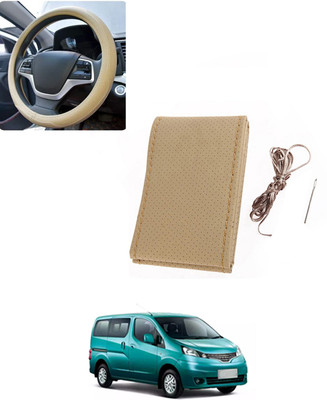 AYW Hand Stiched Steering Cover For Nissan Evalia(Beige, Leatherite)