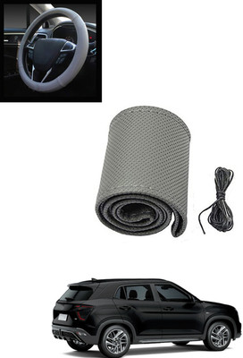 MATIES Hand Stiched Steering Cover For Hyundai Creta(Grey, Leatherite)