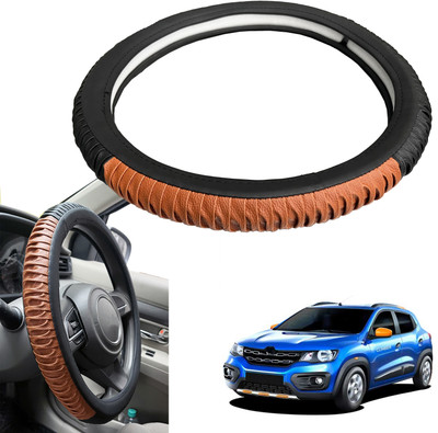 PEEPS STORE Steering Cover For Renault Kwid(Black, Leatherite)