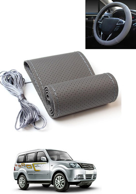 AYW Hand Stiched Steering Cover For Tata Sumo Grande(Grey, Leatherite)