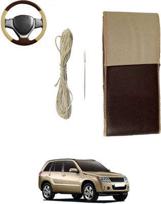 ABJD Hand Stiched Steering Cover For Suzuki Grand Vitara(Beige, Brown, Leatherite)