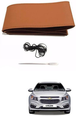 RKPSP Hand Stiched Steering Cover For Universal For Car Cruze(Tan, Leatherite)