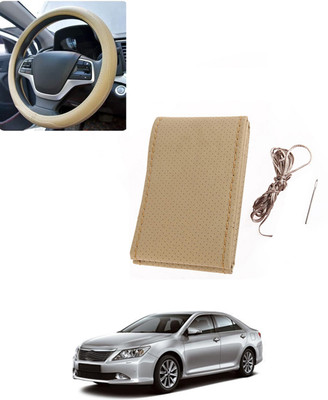 AYW Hand Stiched Steering Cover For Toyota Camry(Beige, Leatherite)