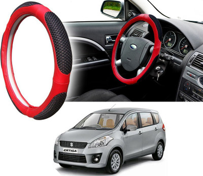 Selifaur Steering Cover For Maruti Ertiga(Black Red, Leatherite, Fabric)