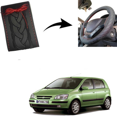 Autoinnovation Hand Stiched Steering Cover For Hyundai Getz(Black, Leather)