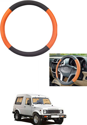 MATIES Steering Cover For Universal For Car Gypsy(Tan/Black, Leather)