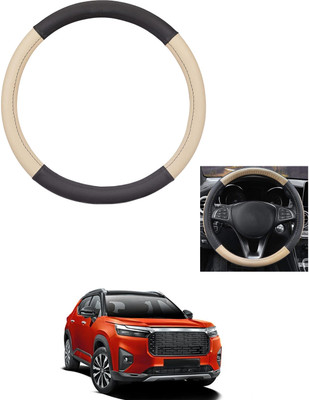 MATIES Steering Cover For Honda Universal For Car(Beige/Black, Leather)