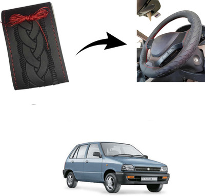 Autoinnovation Hand Stiched Steering Cover For Maruti Alto 800(Black, Leather)