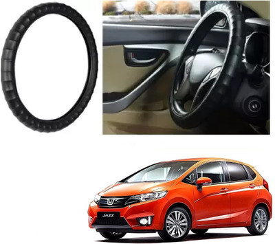 OOLTAH PAHIYA Hand Stiched Steering Cover For Honda Jazz(Black, Leatherite)