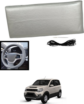 MATIES Hand Stiched Steering Cover For Mahindra Universal For Car(Silver, Leatherite)