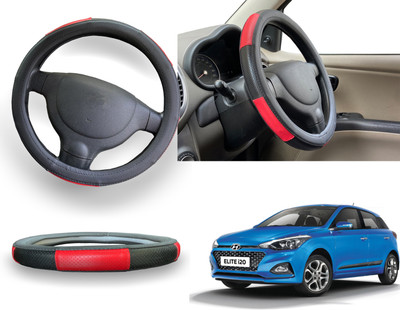 PEEPS STORE Steering Cover For Hyundai Elite i20(Red, Leatherite)